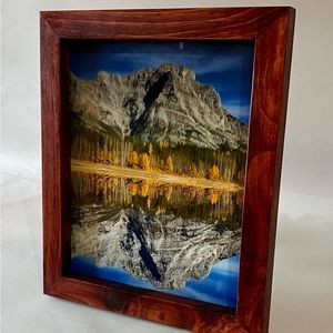 Rustic Picture Frame, 8"x10", Rocky Mountain Photo Included, Black Cherry Finish